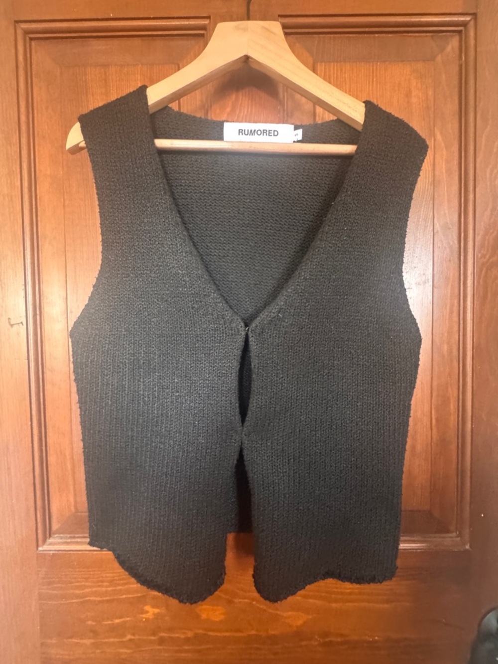 Rumored Black Knit Vest with V-Neck